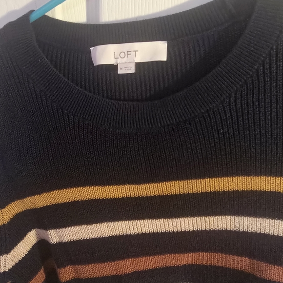 LOFT Navy Multicolor Striped Sweater - Picture 3 of 4
